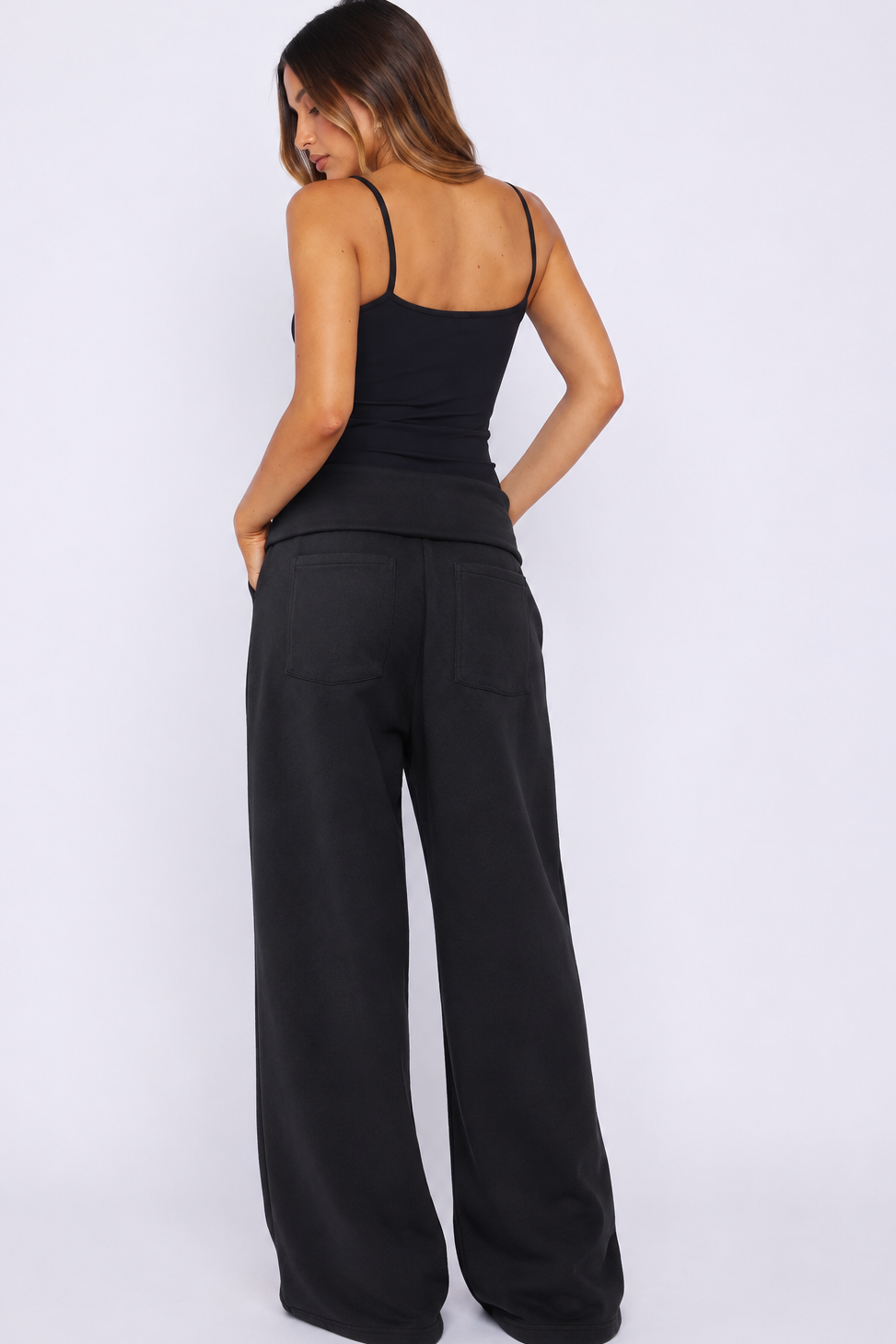 Kıvrık Belli Şardonlu Barrel Fit  Pantolon