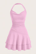 Boyundan Askılı Mini Elbise 5022 - Pembe - Görsel 1