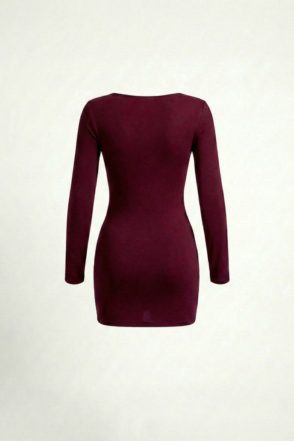 Bisiklet Yaka Toka Detaylı Mini Tasarım Elbise - Bordo - Görsel 3