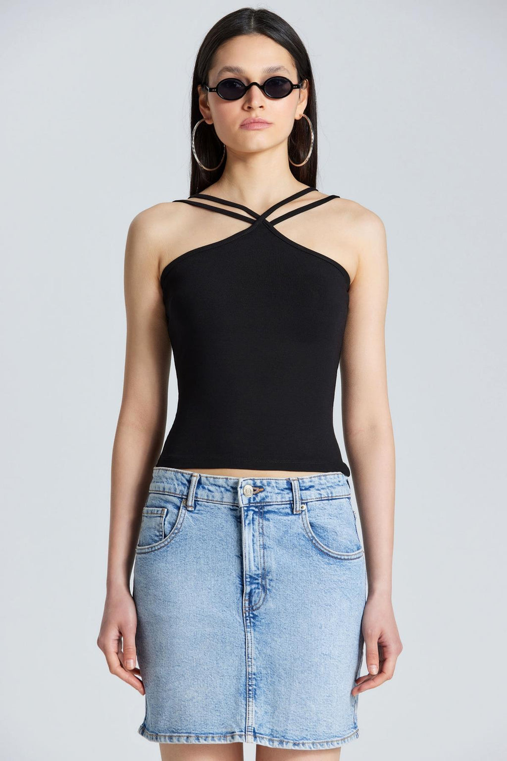 2562 Çift Askılı Bluz - Siyah - Görsel 2