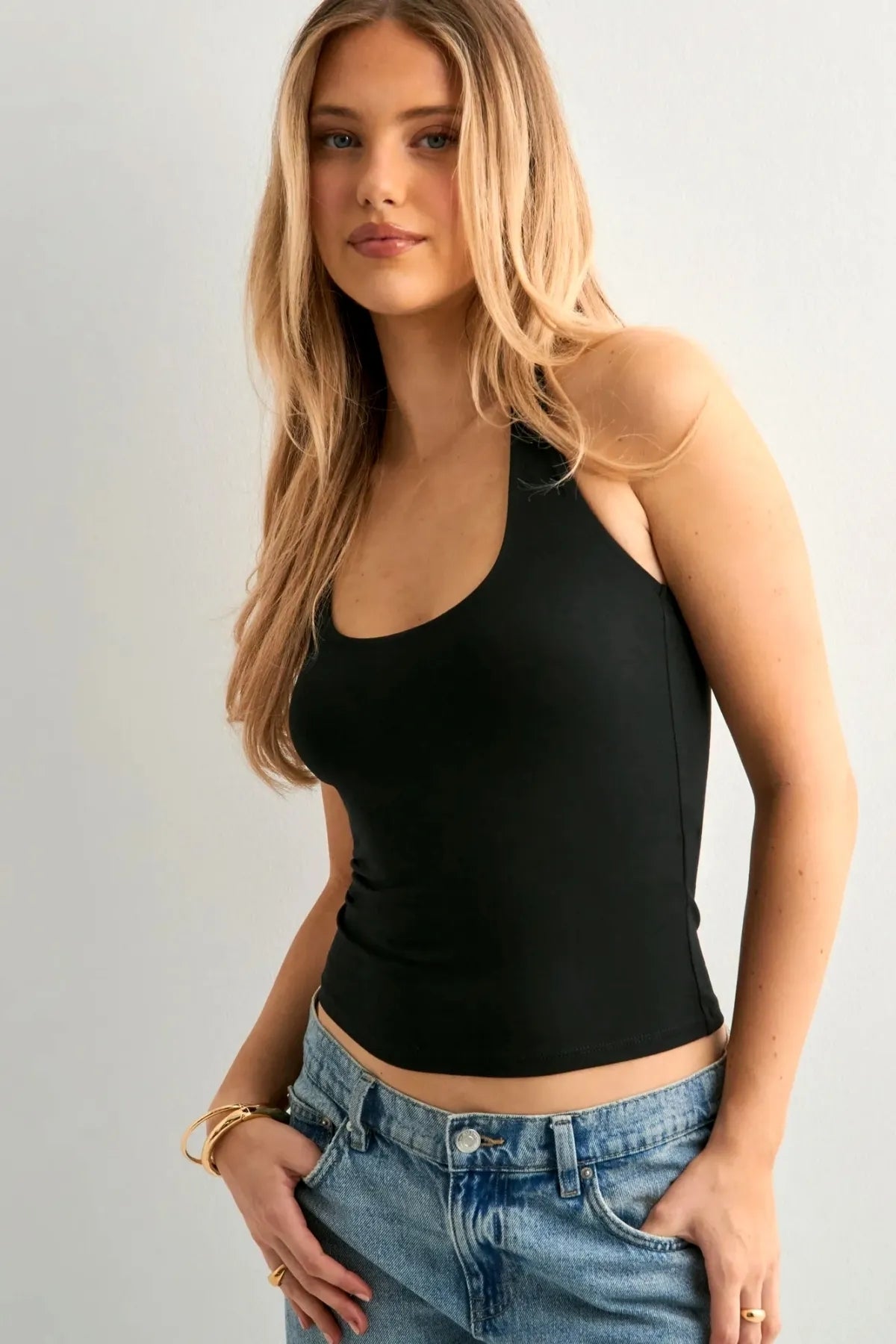 Halter Yaka Crop Top Body - Siyah Ve Ekru İkili - Görsel 7