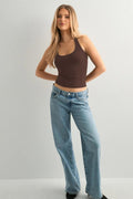 Halter Yaka Crop Top Body - Kahverengi - Görsel 1
