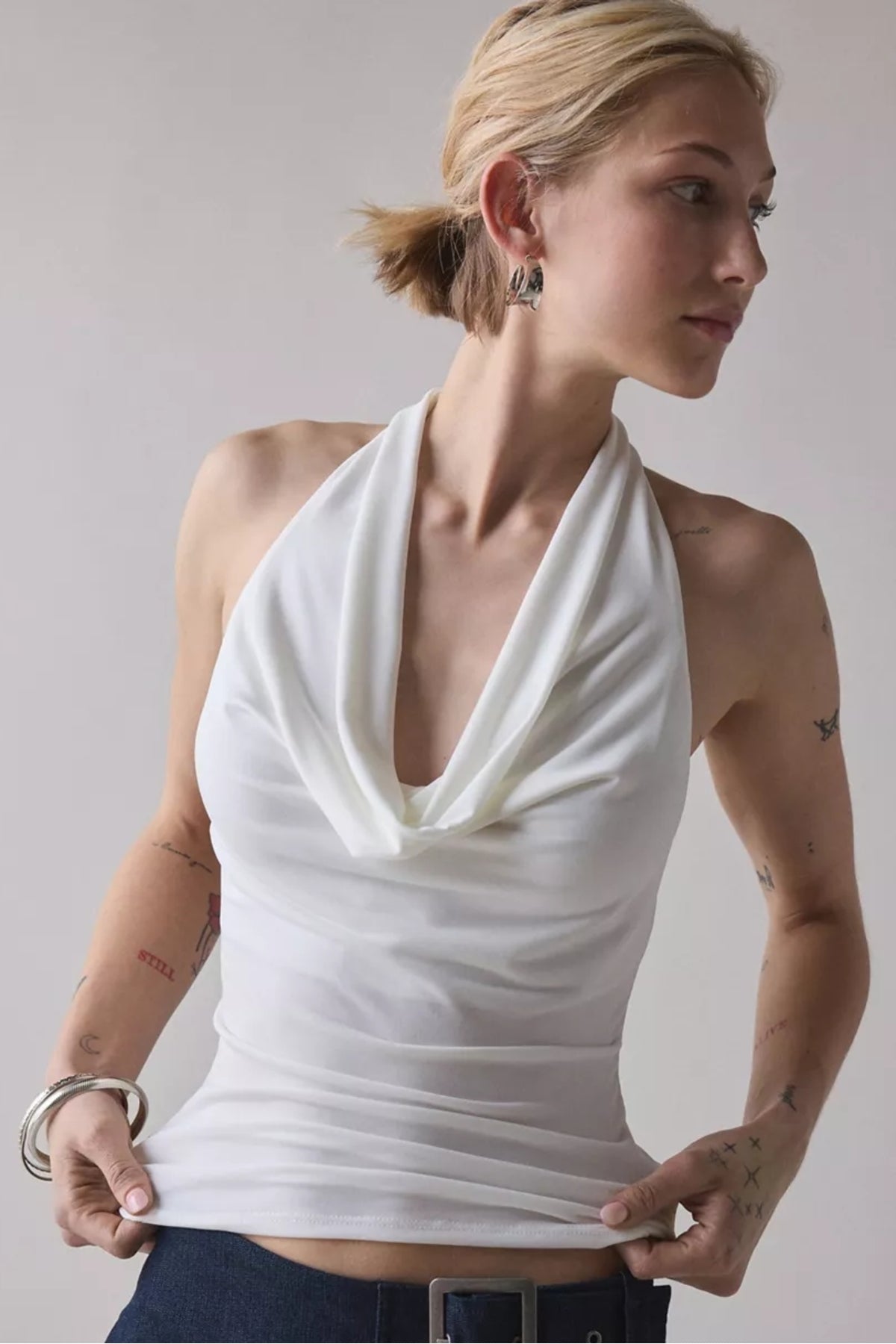 Degaje Yaka Crop Top Body - Ekru
