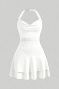 Boyundan Askılı Mini Elbise 5022 - Ekru - Görsel 1
