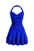 Boyundan Askılı Mini Elbise 5022 - Saks - Görsel 1