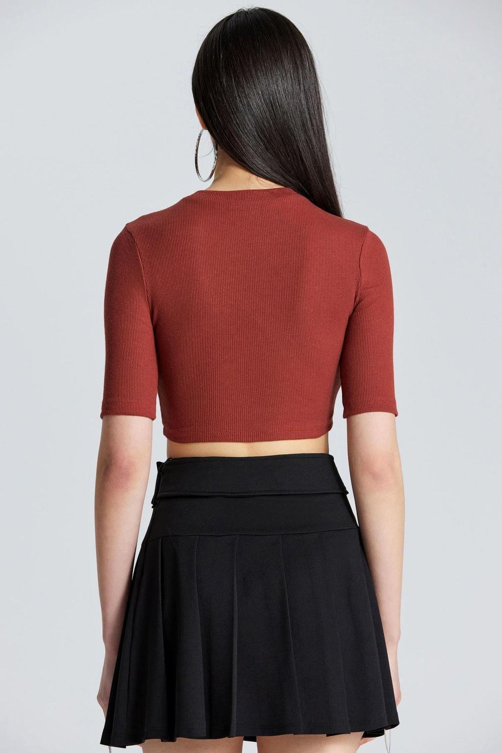 2556 Kısa Kollu Crop - Kiremit - Görsel 3