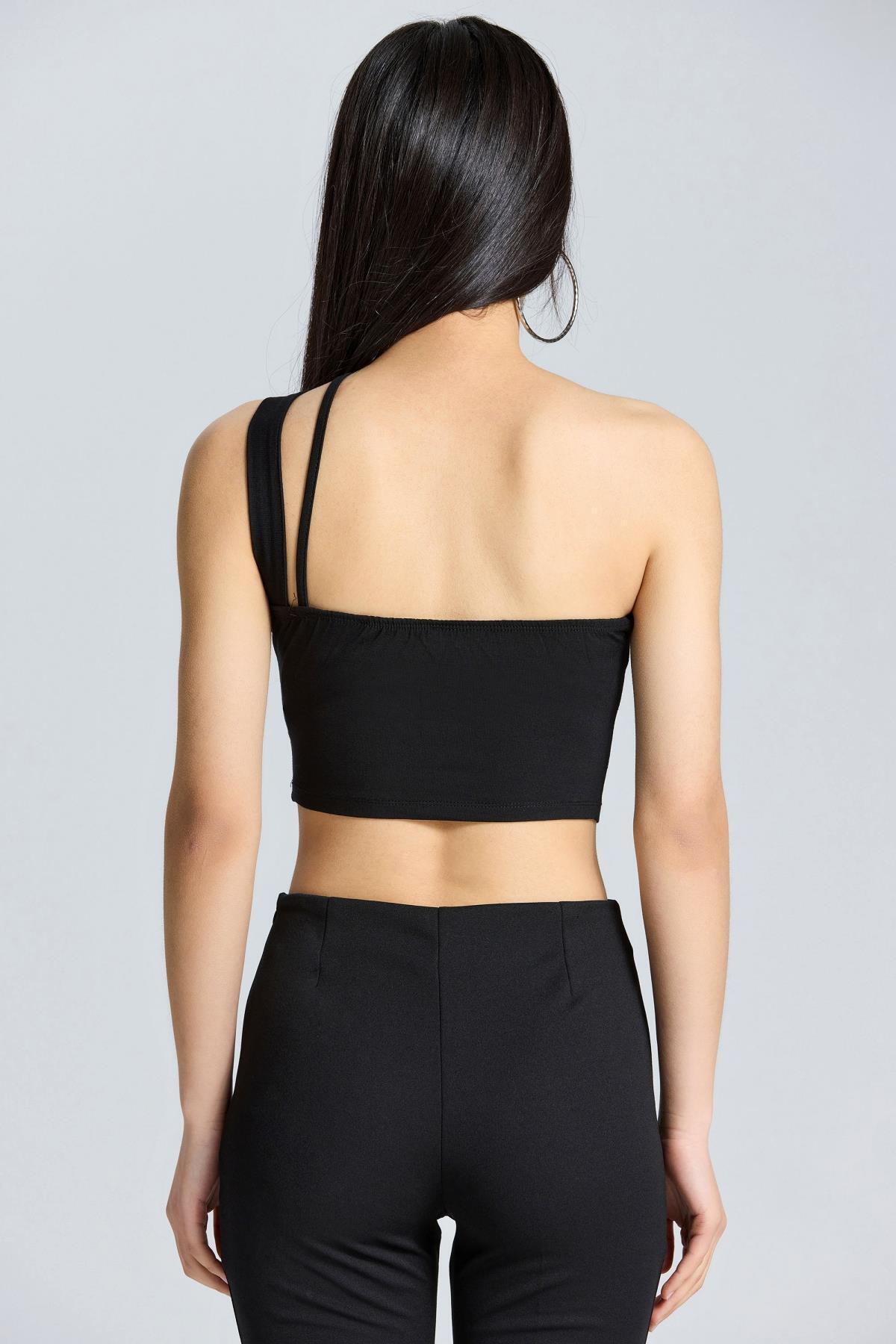 2550 Çift Askılı Crop - Siyah - Görsel 5