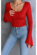 2824 Basic Crop Top - Kırmızı - Görsel 1