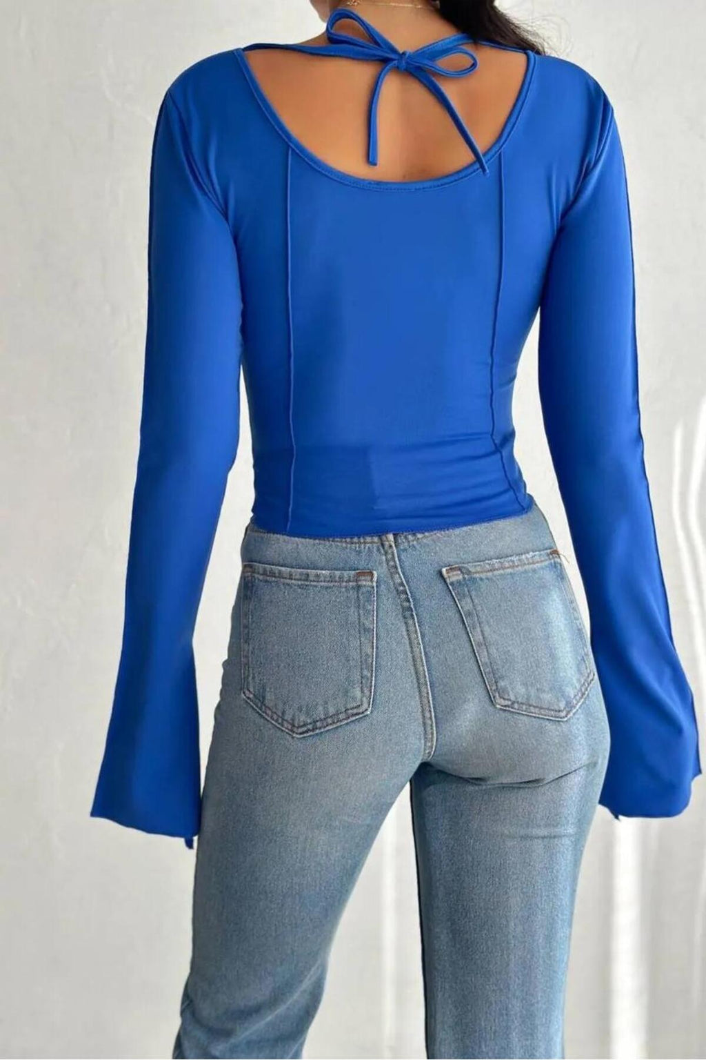 2824 Basic Crop Top - Saks Mavisi - Görsel 2