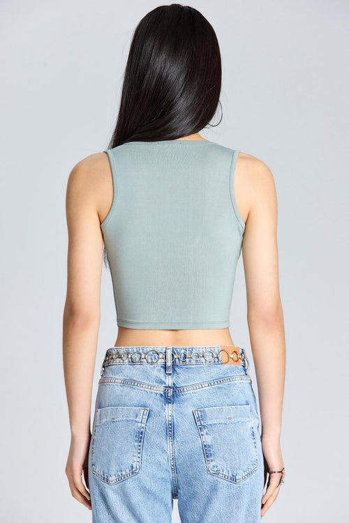 1822 Bant Detaylı Bluz - Mint Yeşili - Görsel 2