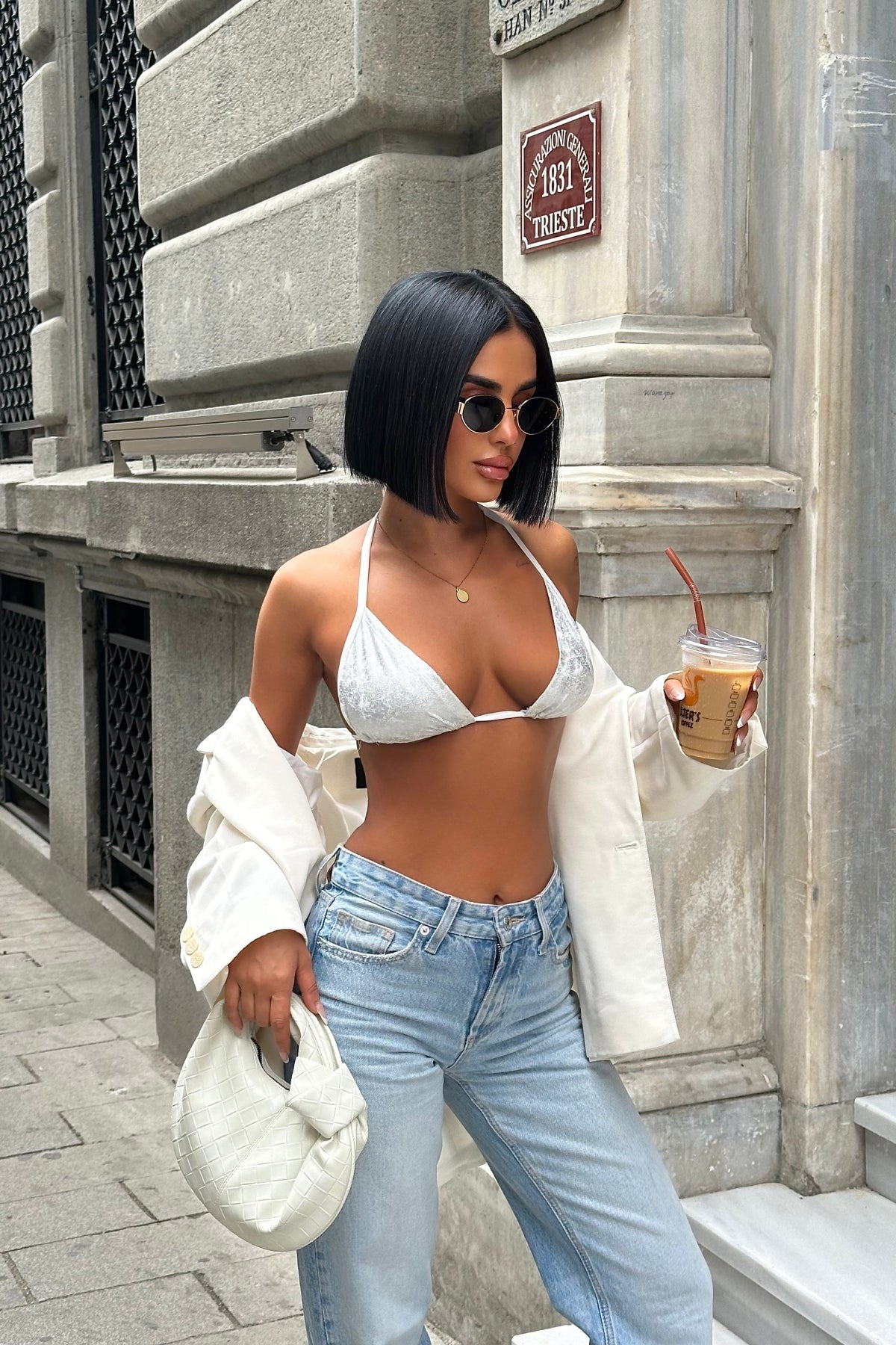 BAĞCIKLI CROP TOP BLUZ - Gümüş - Görsel 3