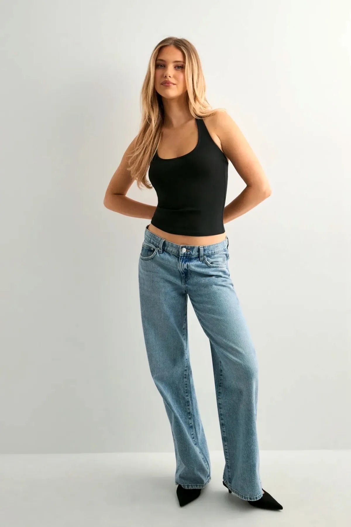 Halter Yaka Crop Top Body - Siyah Ve Ekru İkili - Görsel 5