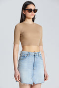 2556 Kısa Kollu Crop - Bej - Görsel 1