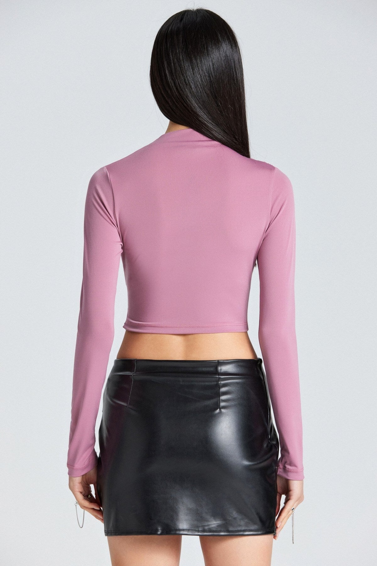 1982 Büzgü Detaylı Sandy Crop - Pembe - Görsel 5