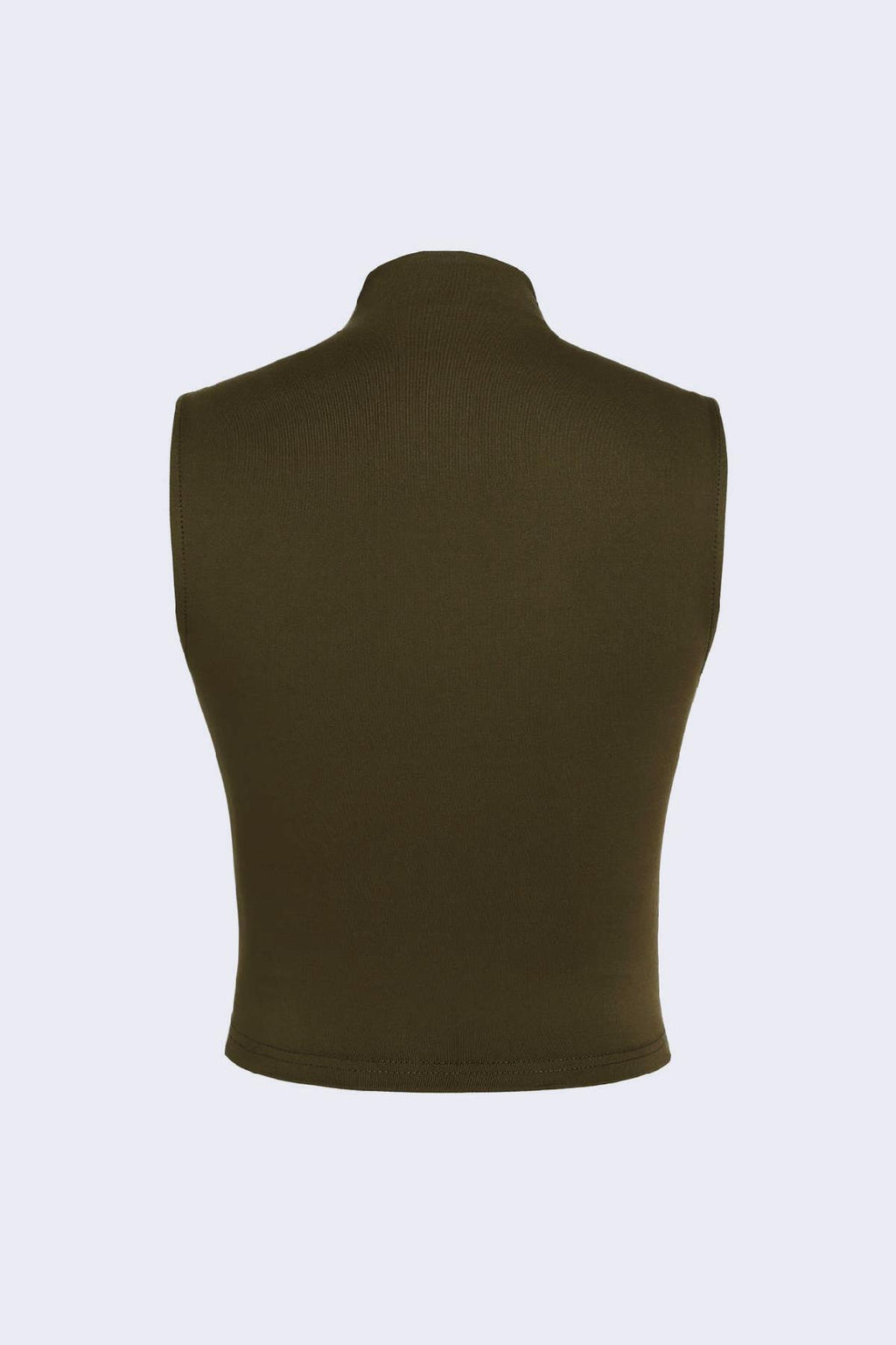 6071 Kolsuz Büzgülü Haki Crop Bluz - Haki - Görsel 2