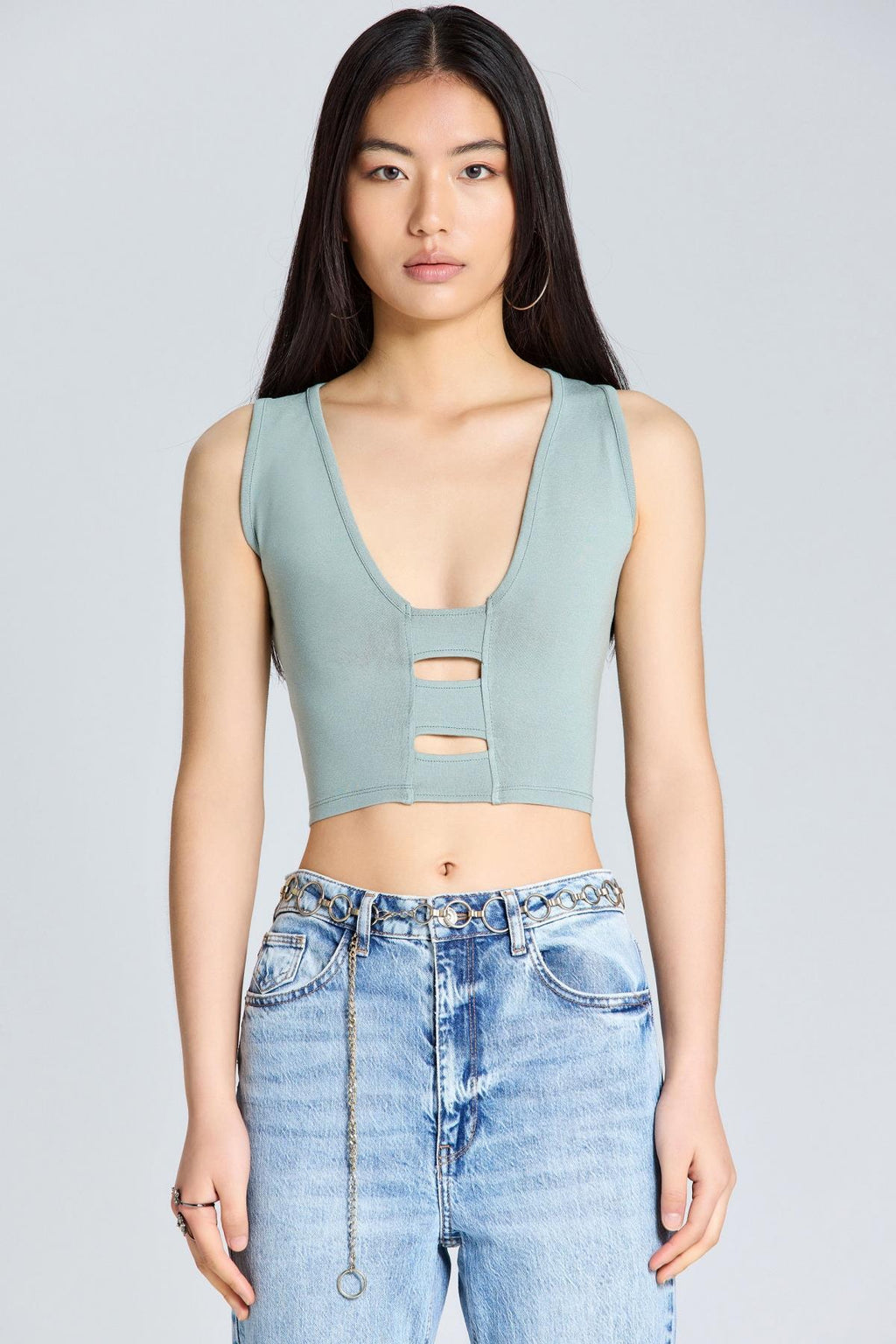 1822 Bant Detaylı Bluz - Mint Yeşili - Görsel 1