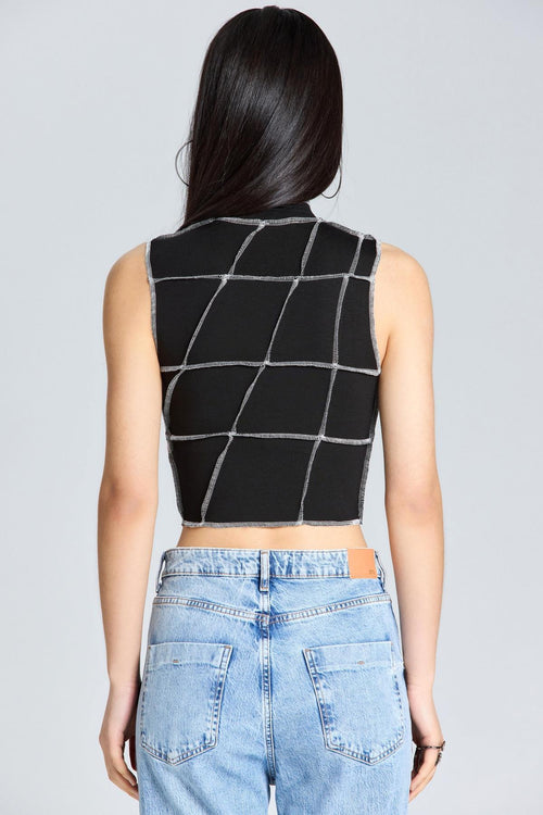 1545 Çok Parçalı Crop Bluz - Siyah - Görsel 2