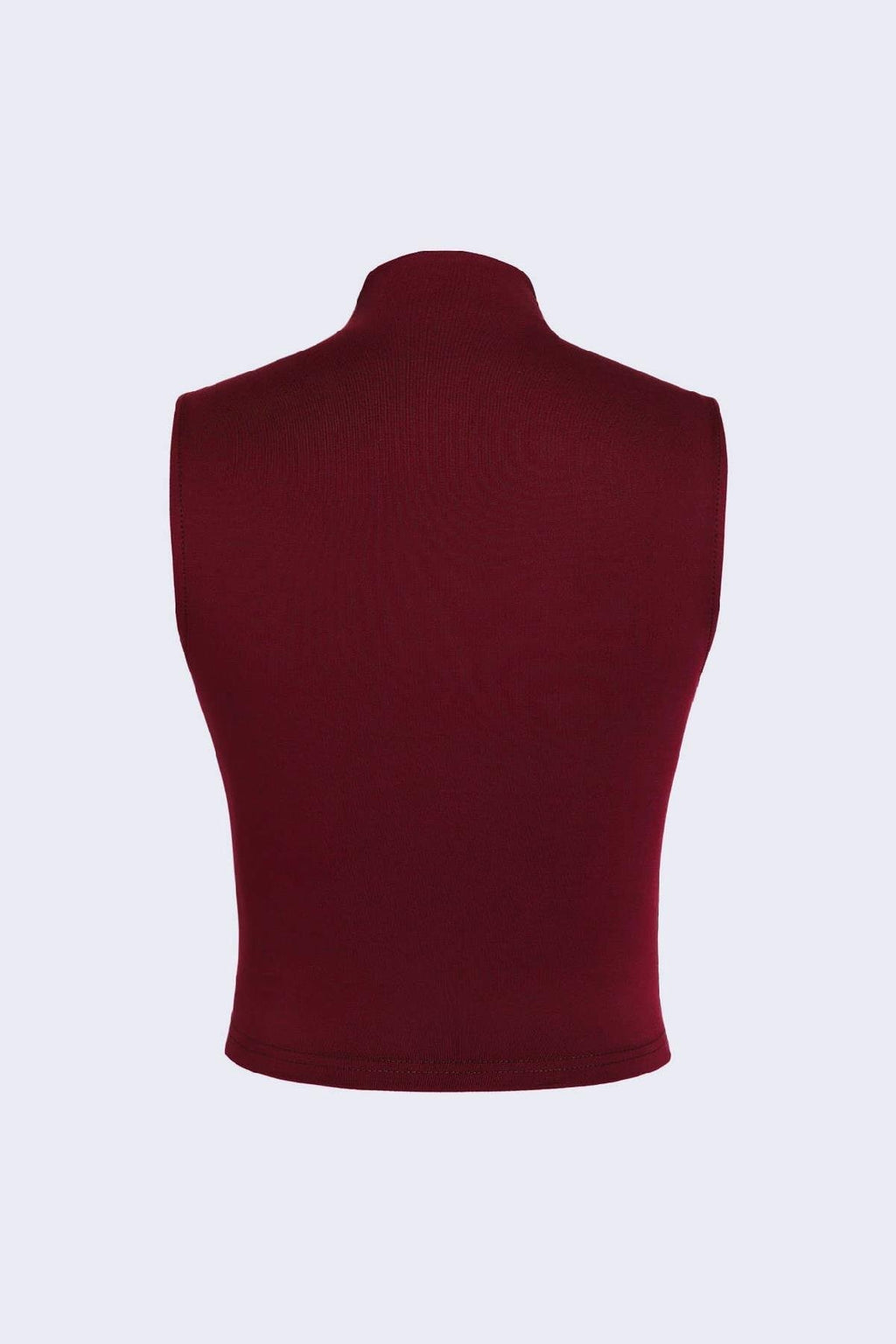 6071 Kolsuz Büzgülü Bordo Crop Bluz - Bordo - Görsel 2
