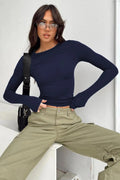 Bisiklet Yaka Basic Uzun Kollu Body - Lacivert - Görsel 1