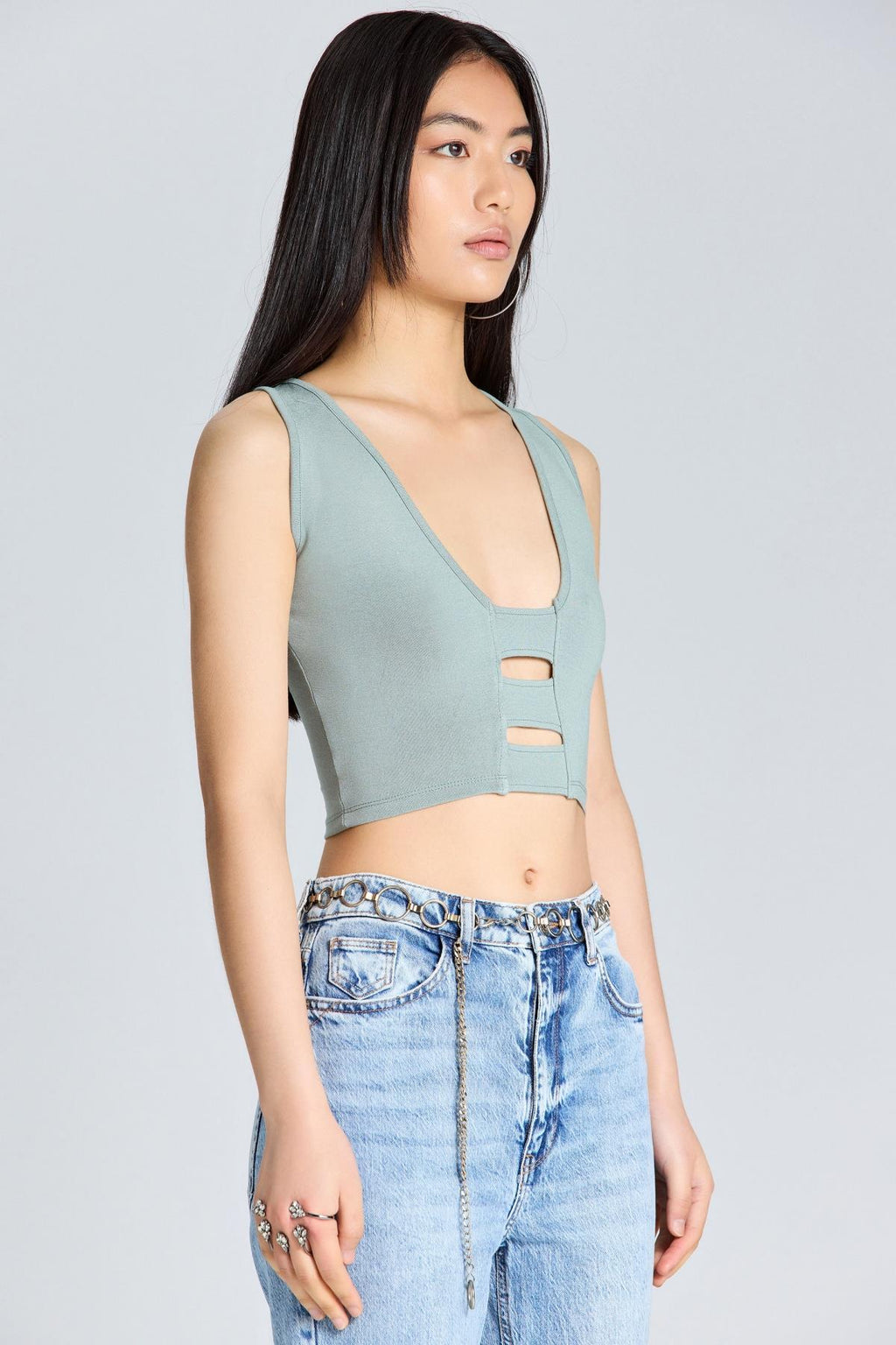 1822 Bant Detaylı Bluz - Mint Yeşili - Görsel 4
