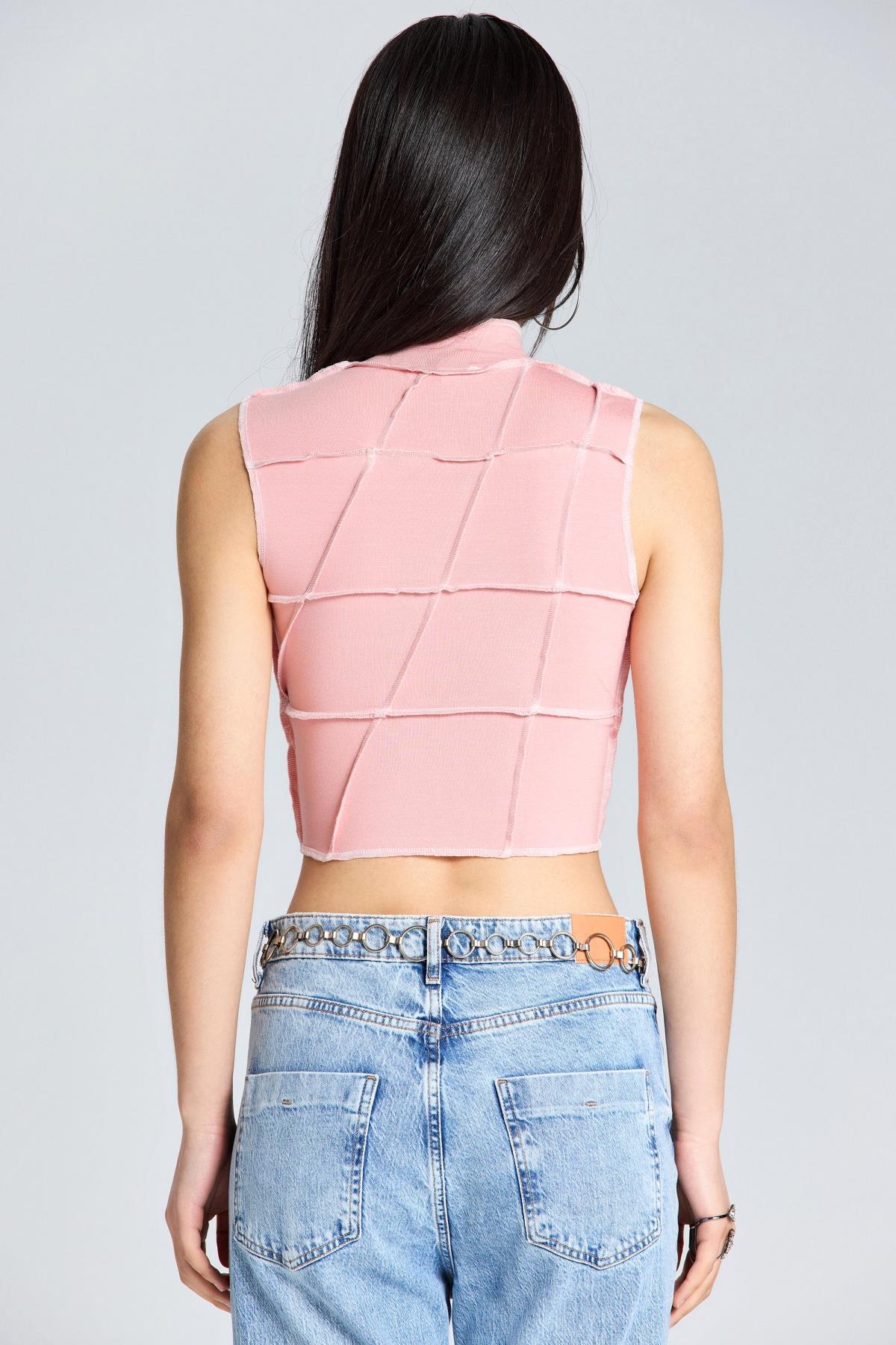 1545 Çok Parçalı Crop Bluz - Pembe - Görsel 4