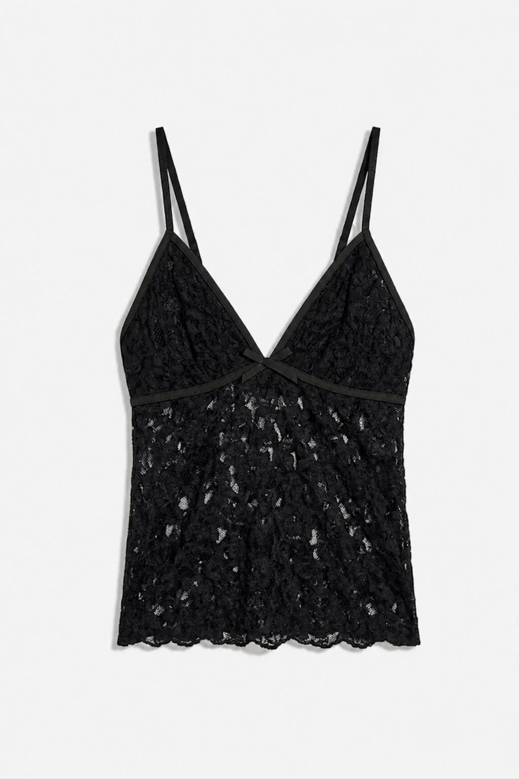GÖĞSÜ ASTARLI ESNEK DANTEL CROP TOP BLUZ - Siyah - Görsel 4
