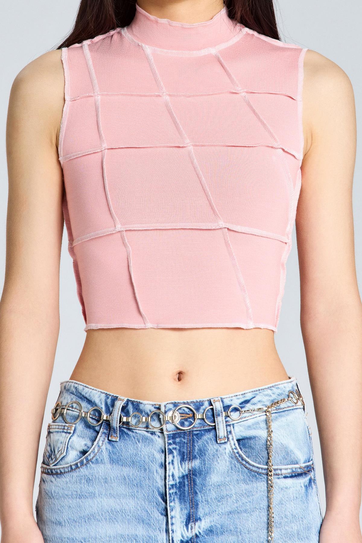 1545 Çok Parçalı Crop Bluz - Pembe - Görsel 2
