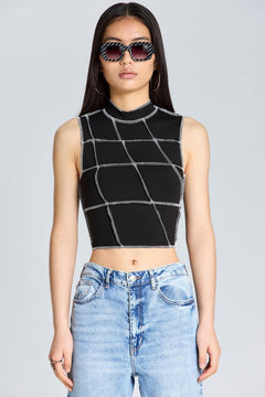 1545 Çok Parçalı Crop Bluz - Siyah