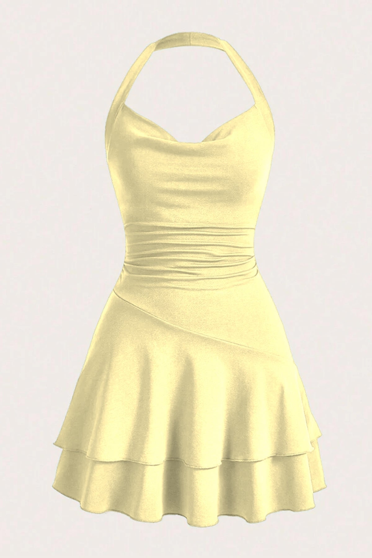 Boyundan Askılı Mini Elbise 5022 - Sarı - Görsel 1