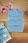 1545 Çok Parçalı Crop Bluz - Mavi - Görsel 1