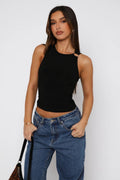 Omzu Halka Detaylı Esnek Crop Bluz - Siyah - Görsel 1