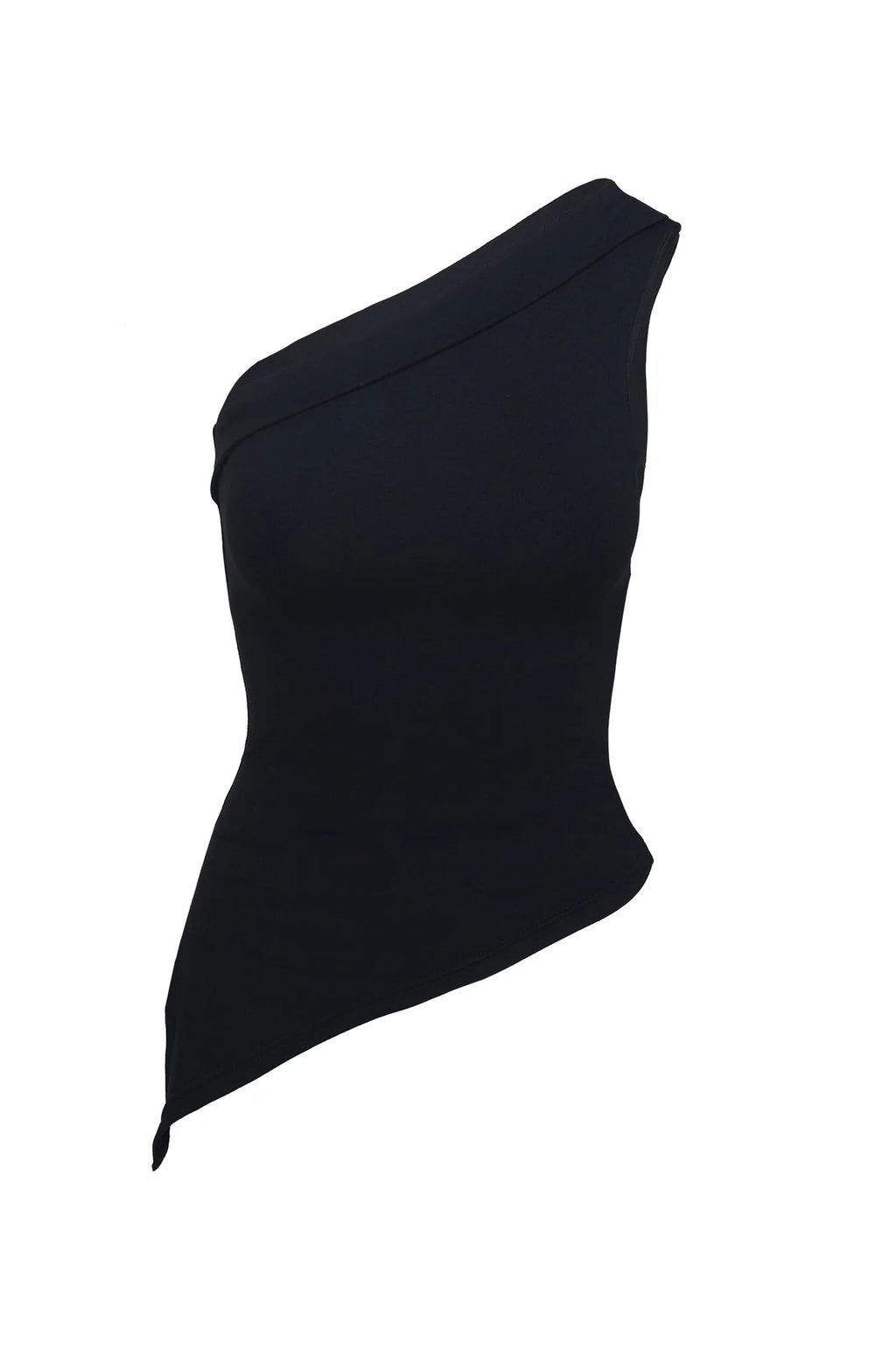 5058 ASİMETRİK ESNEK CROP TOP BLUZ - Siyah - Görsel 6