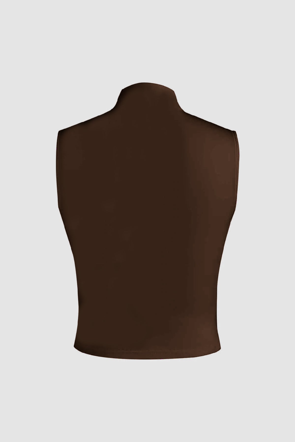 6071 Kolsuz Büzgülü Kahve Crop Bluz - Kahverengi - Görsel 2
