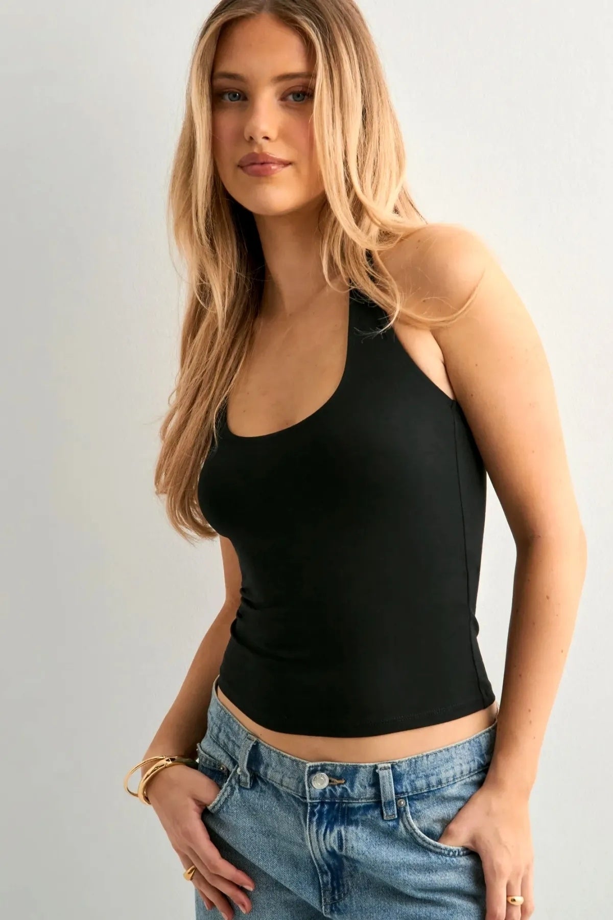 Halter Yaka Crop Top Body - Siyah Koyu Ton - Görsel 3