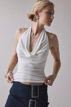 Degaje Yaka Crop Top Ekru