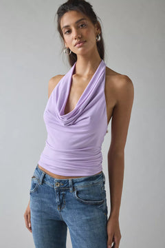Degaje Yaka Crop Top Lila