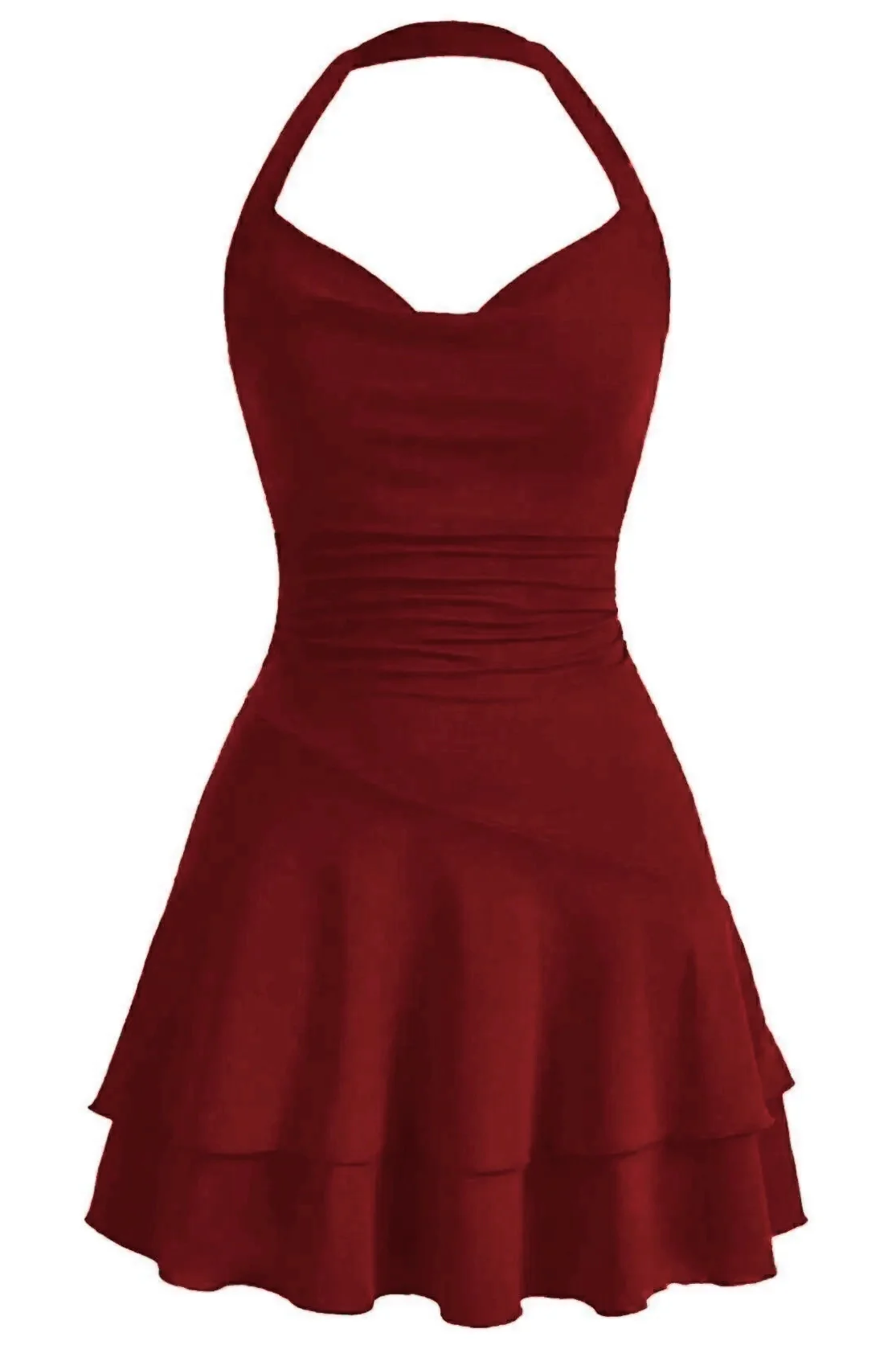 Boyundan Askılı Mini Elbise 5022 - Bordo