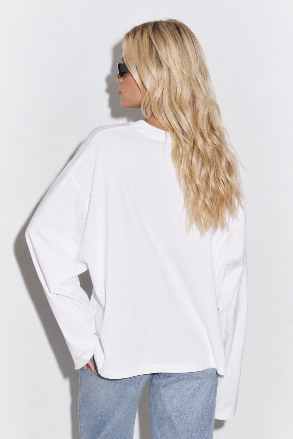 W1210 Oversize Uzun Kollu Üç İplik Sweatshirt – Ekru