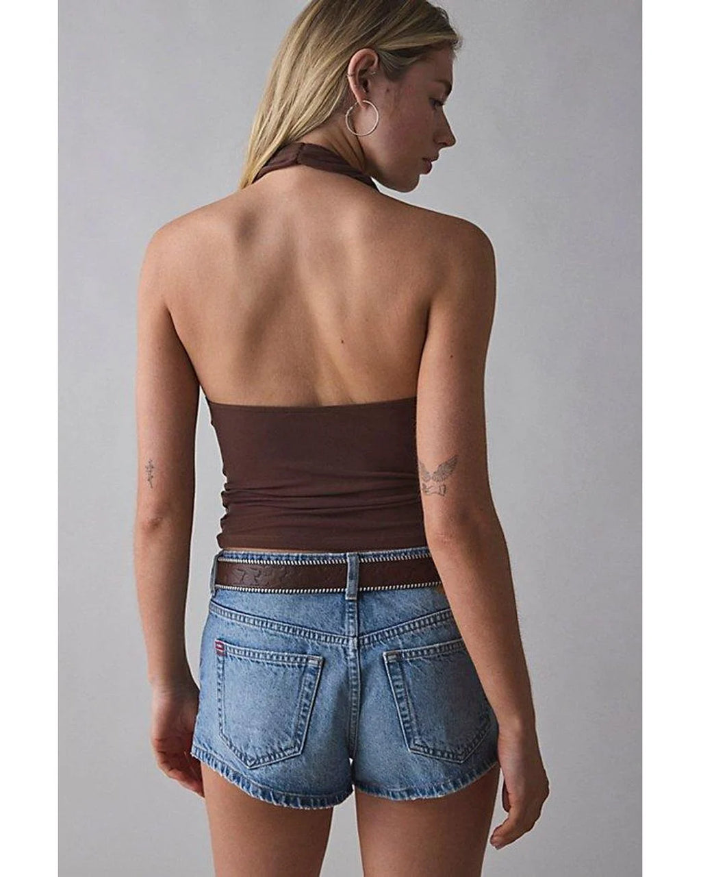 Degaje Yaka Crop Top Kahve - Lila - Görsel 2